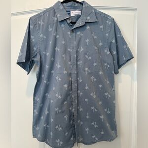 Old Navy Blue Palm Tree Casual Button Down Shirt